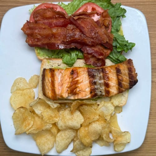 Grilled Salmon B.A.L.T. Sandwich.