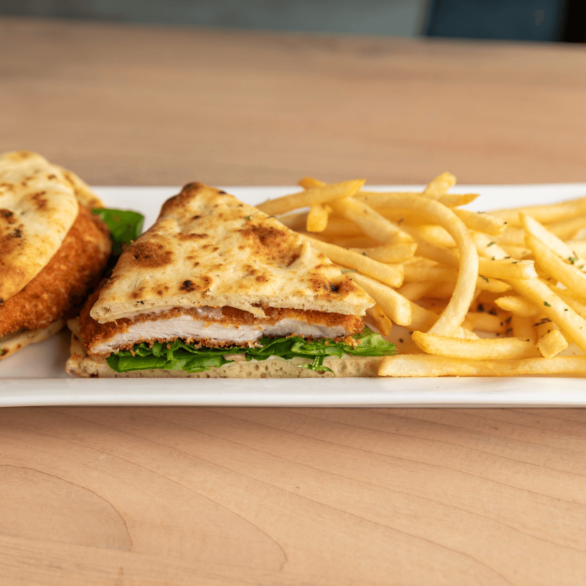 Crispy Chicken Naan Sandwich.