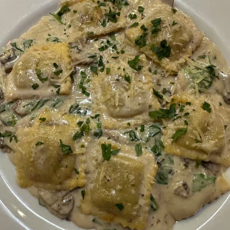 Mushroom ravioli dinner.