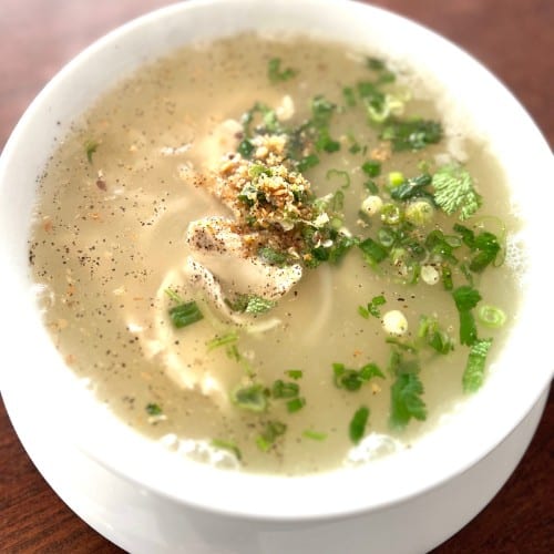 Kao Piak Soup (Homemade Chicken Noodle Soup).