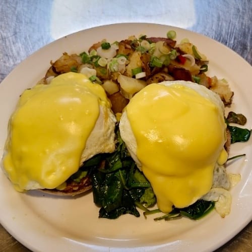Eggs Florentine Benedict.