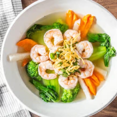 Shrimp Egg Noodle Soup.