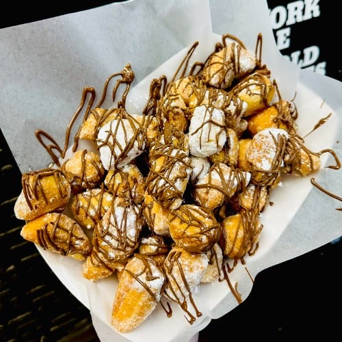 Zeppoles with Nutella Drizzle.