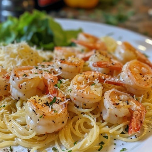 Angel Hair Pasta with Shrimp.