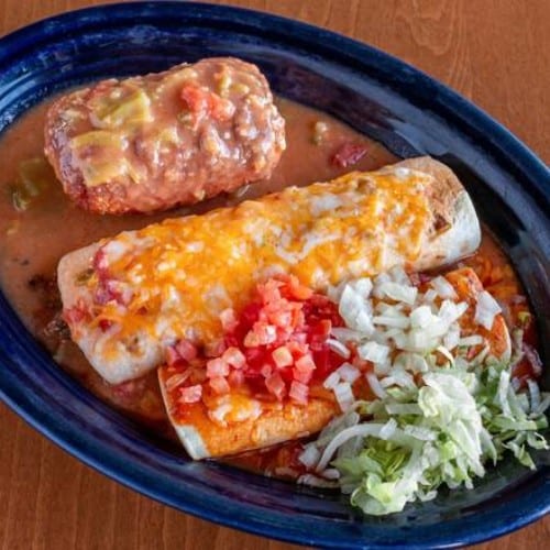 #8 Enchilada, Chile Relleno and Beef Burrito.