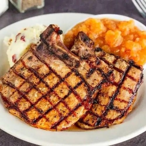 Grilled Twin Pork Chops.