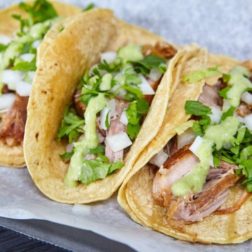 Plate of 3 Tacos, Rice & Beans.