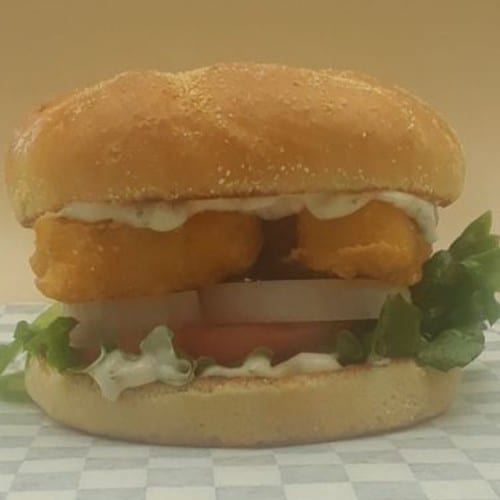 Vegan Bay Fillet Burger:.