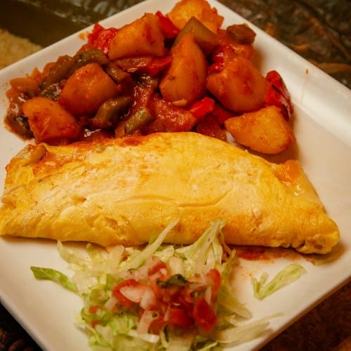 BRUNCH Cheese Fajita Omelette.
