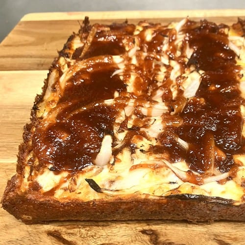 BBQ Chicken Detroit Style Pizza.