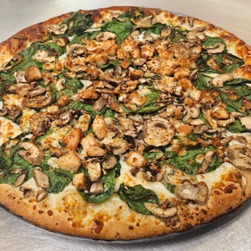 New Jersey Chicken Florentine Pizza.