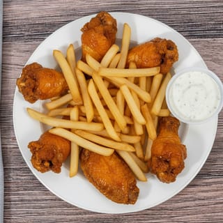 6 Pcs Party Wings with Fries