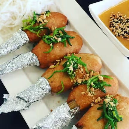 A9. Vegan Grilled Shrimp on Sugar Cane.