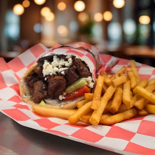 Greek Pita Wrap With Beef.