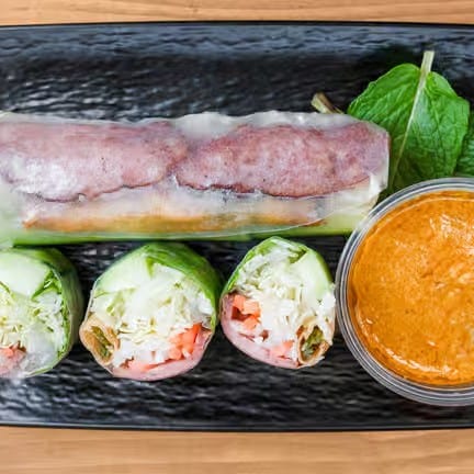 Grilled Sausage Summer Roll (Nem Nuong Cuon).