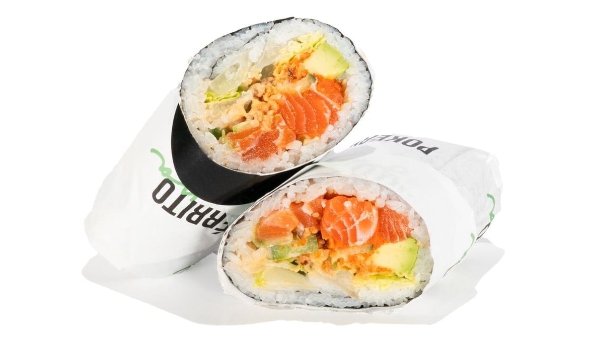 S3- Golden Salmon Sushi Burrito/ Raw Fish.