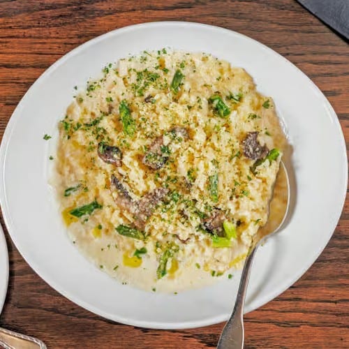 Wild Mushroom Asparagus Risotto.