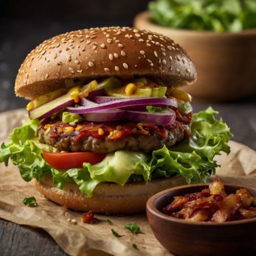 Bussin' Bacon Burger Vegan.