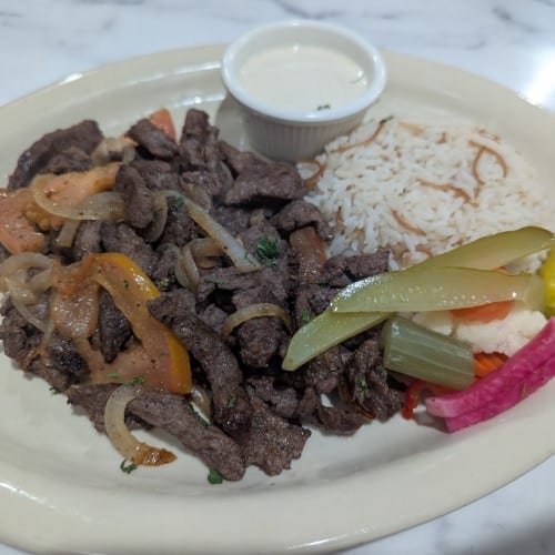 Beef Shawarma Platter Lunch.