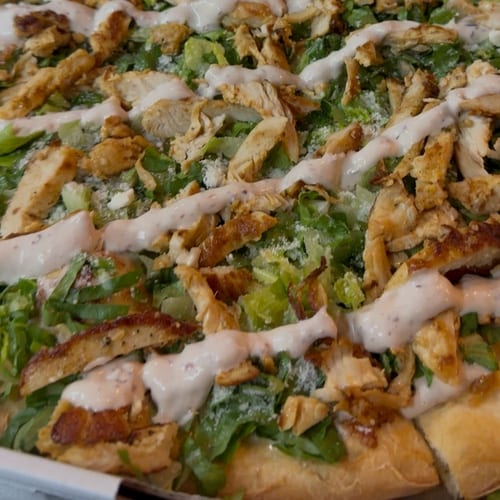 Chicken Caesar Salad Pizza.