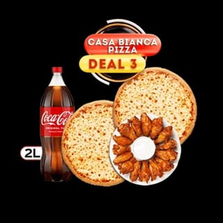 2 Large Cheese Pizzas, 10 wings & 2 lite Soda