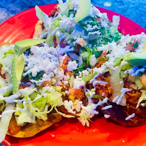 Fried Pork (Carnitas) Tostadas.