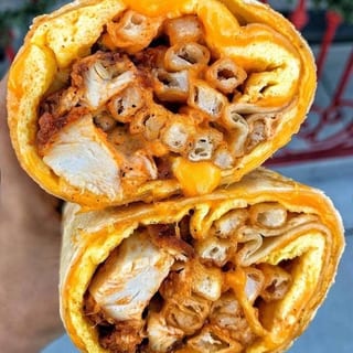 BREAKFAST FRIED CHICKEN BURRITO (CHICK-FIL-A) WITH HOME FRIES