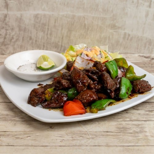 Flame- Broiled Diced Filet Mignon Plate/ Com Bo Luc Lac.