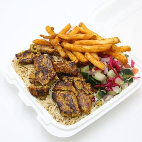 Kofta Over Rice Platter.