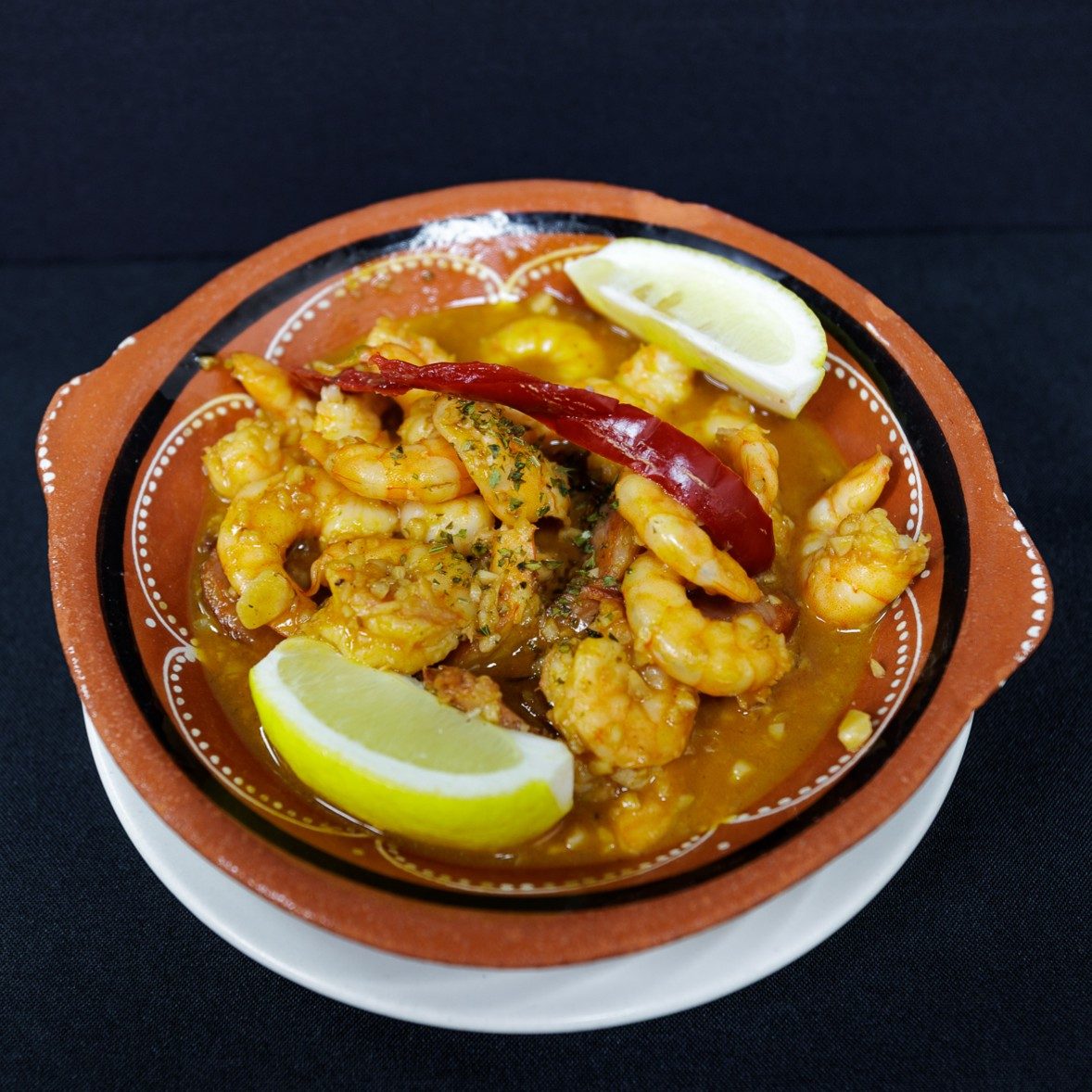 Shrimp  and Sausage in Garlic Sauce.