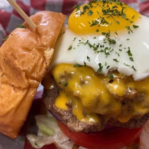The Tight Rope Walker Stuffed Burger.