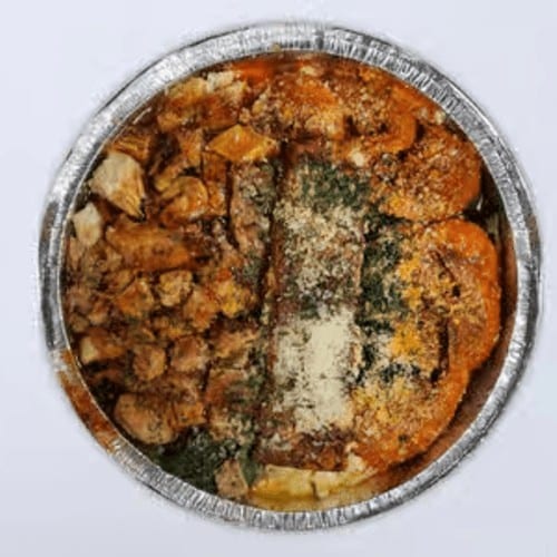 Jerk Chicken, Shrimp & Salmon Alfredo.