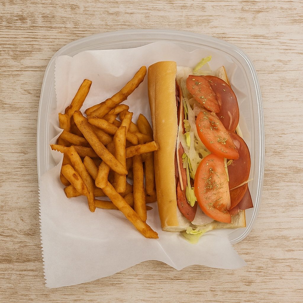 7” SUB, Fries & Soda.