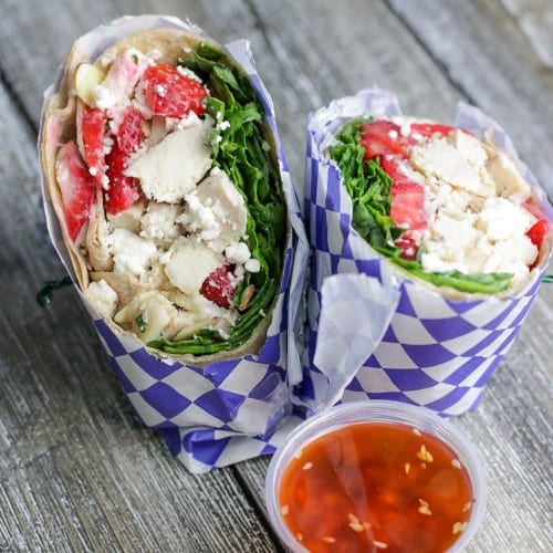 Strawberry Spinach Chicken Wrap.