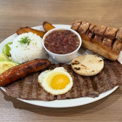 Colombian-Style Grilled Steak Platter / Bandeja Paisa.