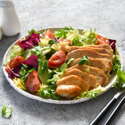 Salad with Breaded Chicken.