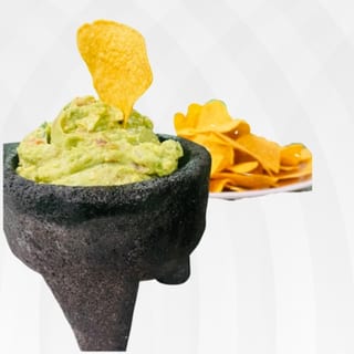 Guacamole with homemade corn chips