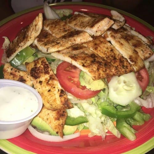 (L) Grilled Chicken Salad.