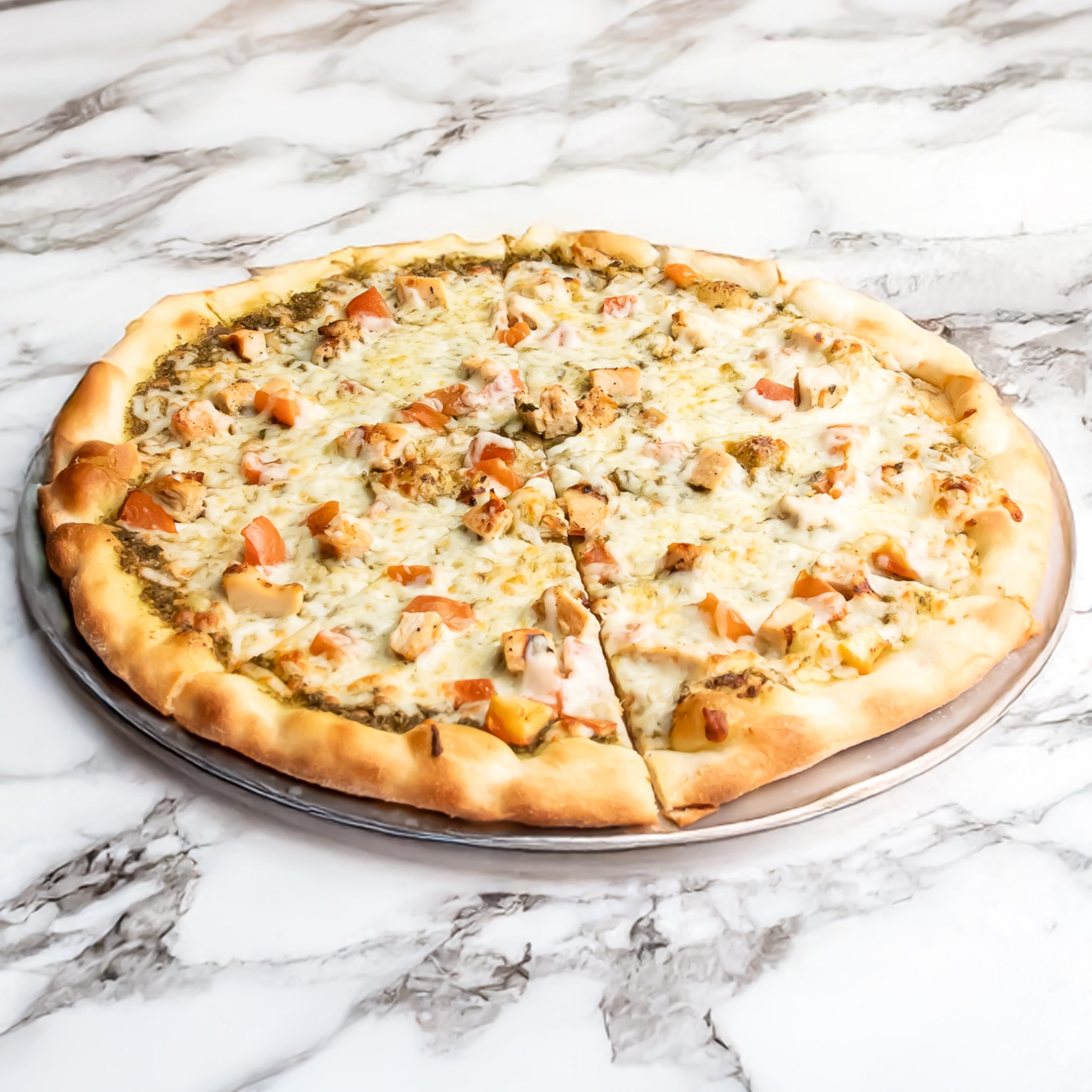 Chicken Pesto Medium Pizza.