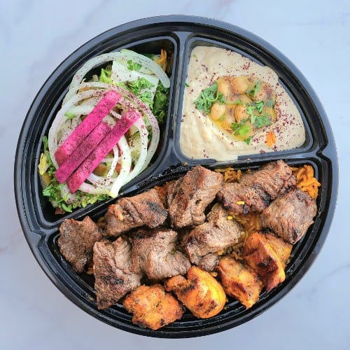 3 Combination plate (Chicken, Beef steak, Lamb).