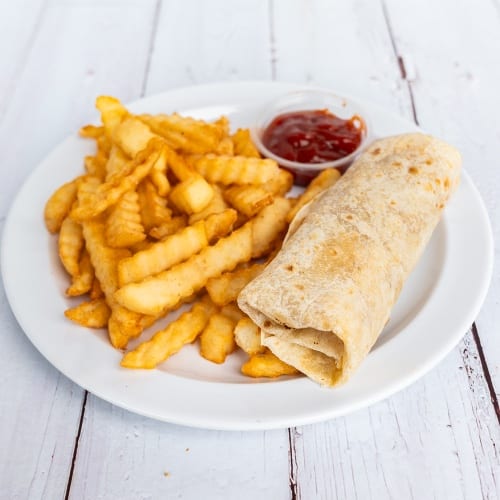 Sm Bean & Ch Burr with Fries.