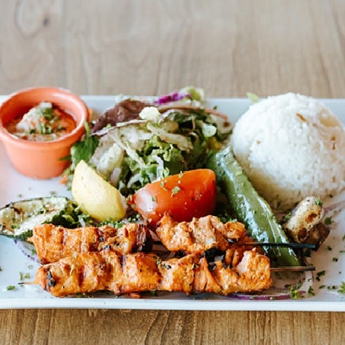 Salmon Kebab.