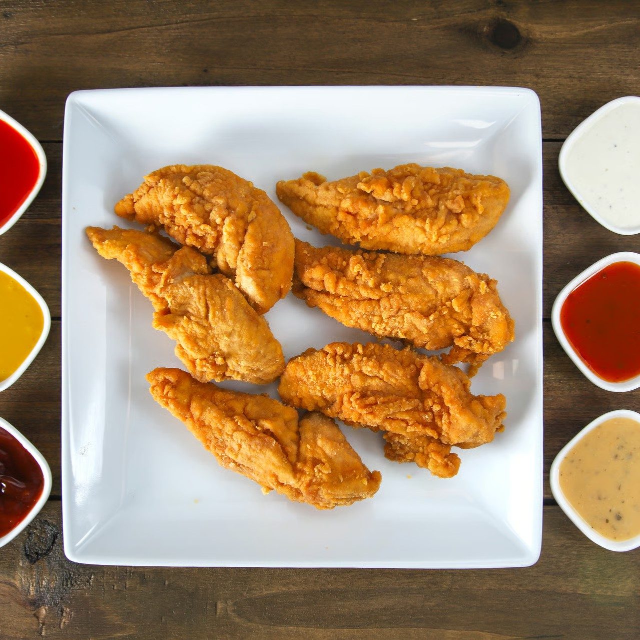Kids 3 piece chicken tenders with fries.