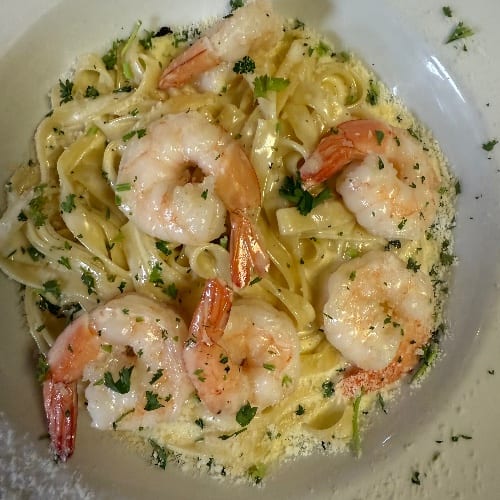 Fettuccine Alfredo with Shrimp.