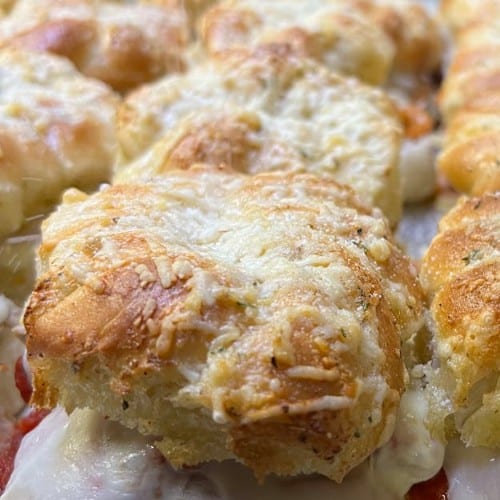 Veal Parm Garlic Knot Sandwiches.