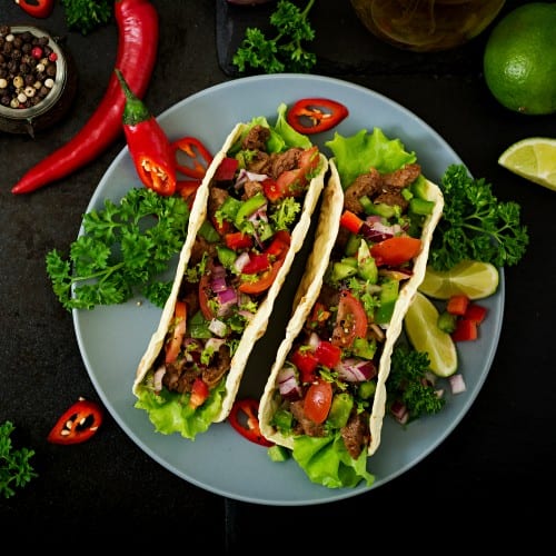 Combo #1 Two Beef Tacos Plate.