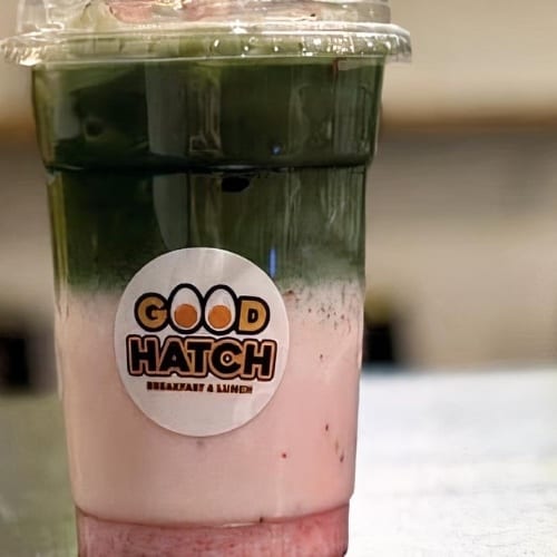 Iced Strawberry Matcha Latte.