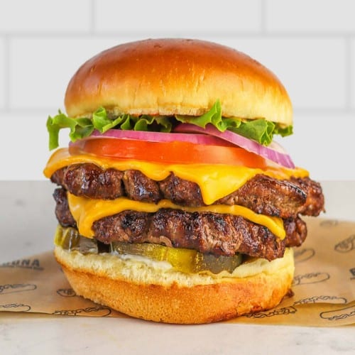 Double Angus Beef Burger.