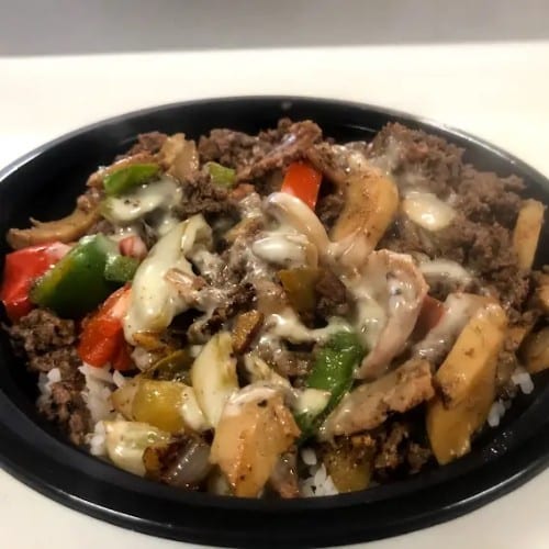 Steak Bomb Rice Bowl.