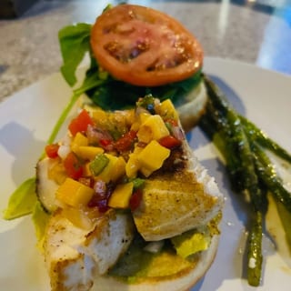 Lunch Caribbean Seared Mahi Sandwich